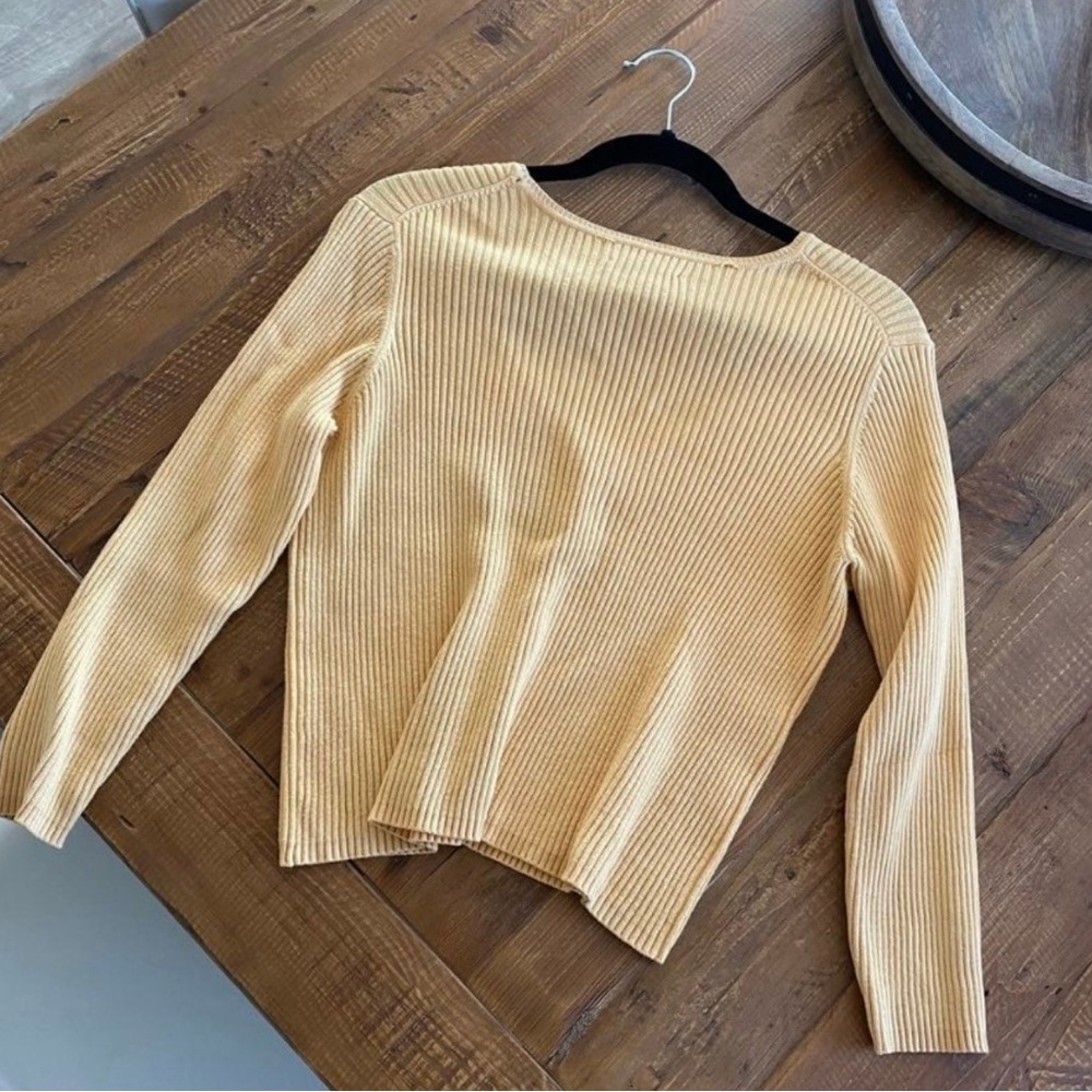 Women's Yellow Ribbed Sweater - Picture 2 of 5